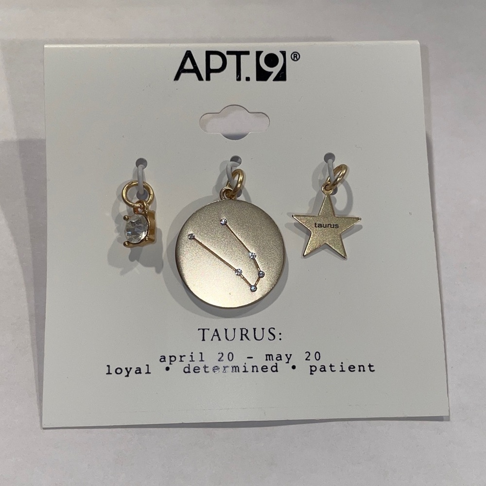 Apt. 9 Gold TAURUS Charm Trio NWT